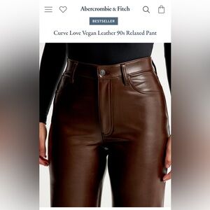 Abercrombie and Fitch Curve Love Vegan Leather 90s Relaxed Pant